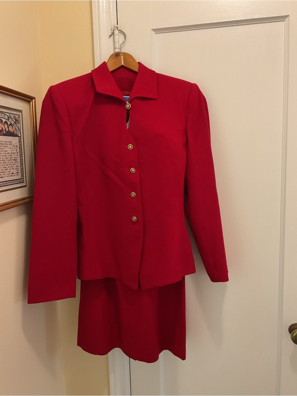 Kasper Red Tailored Skirt Set with Button Jacket